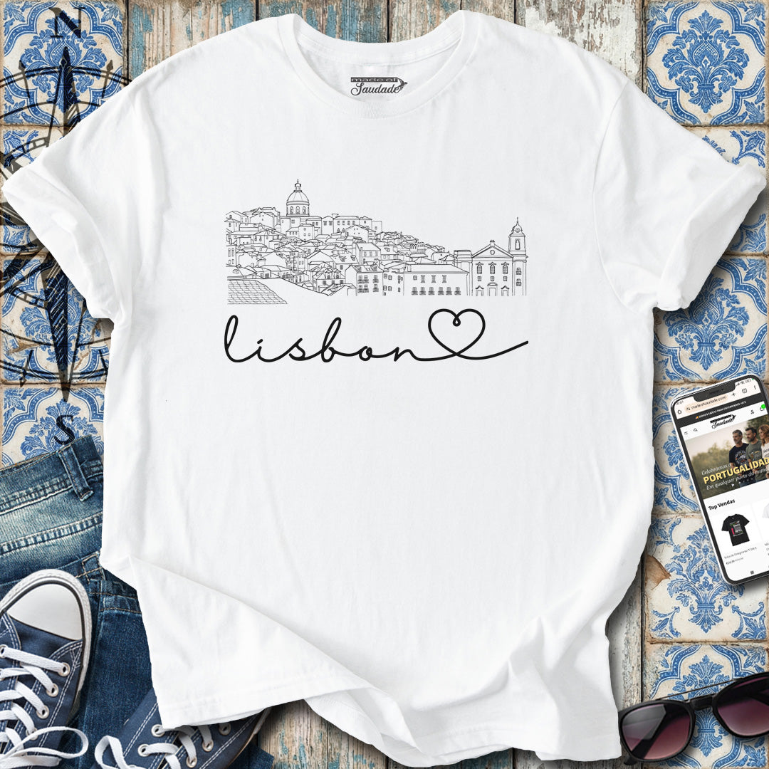Lissabon Schwarz-Weißes T-Shirt