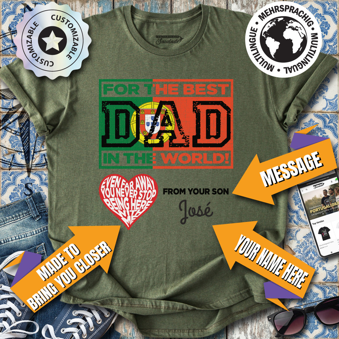 Weltbester Papa ENG Personalisierbares Auswanderer-Edition-T-Shirt