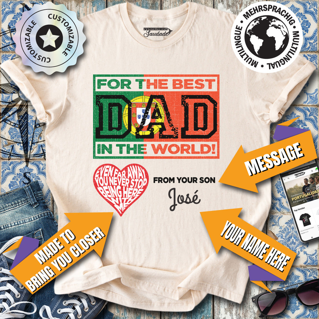Weltbester Papa ENG Personalisierbares Auswanderer-Edition-T-Shirt