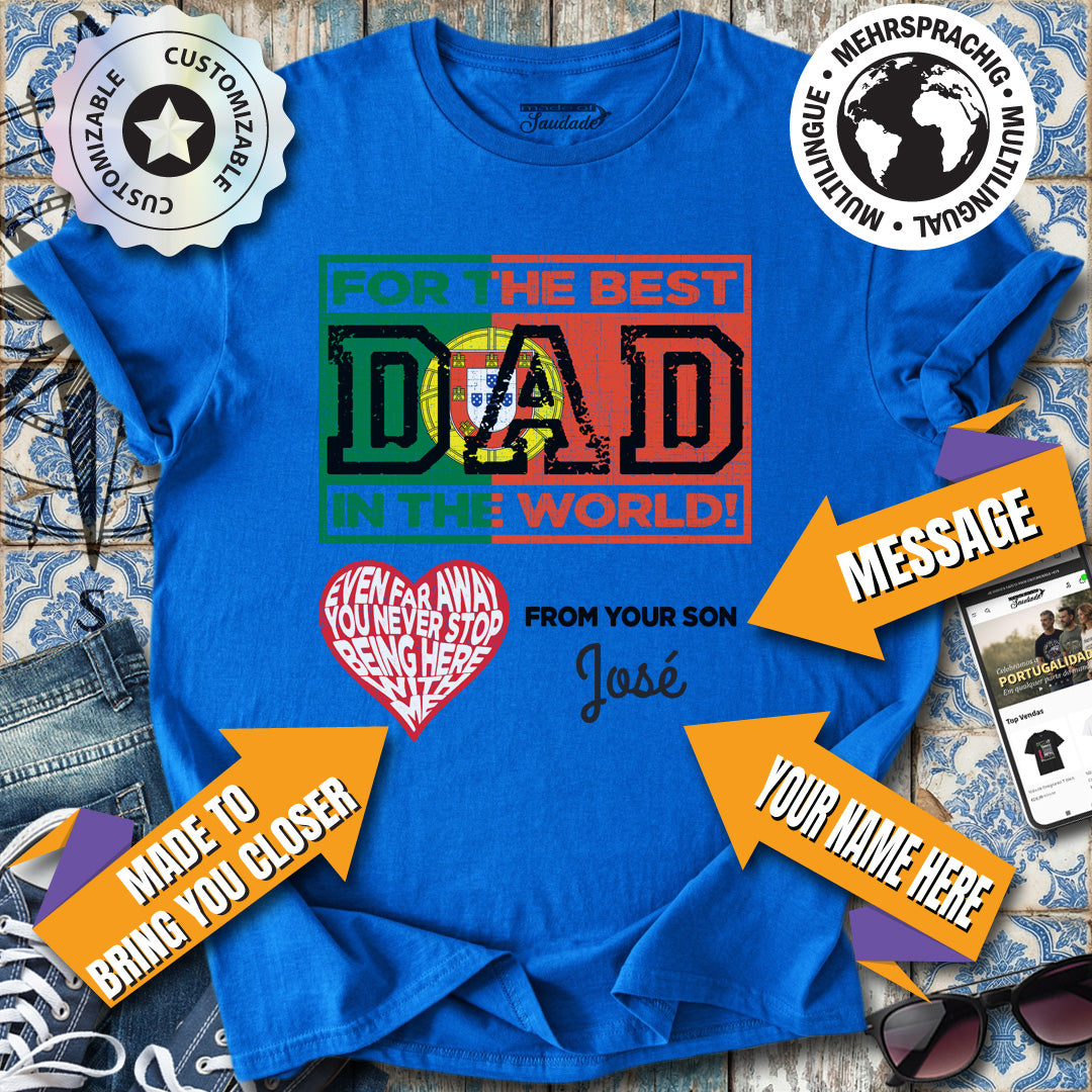 Weltbester Papa ENG Personalisierbares Auswanderer-Edition-T-Shirt