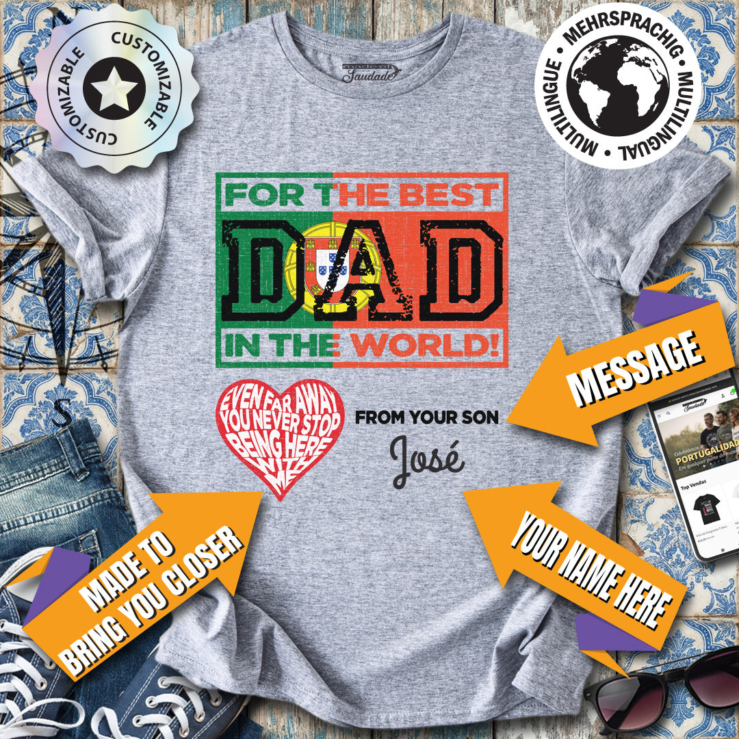 Weltbester Papa ENG Personalisierbares Auswanderer-Edition-T-Shirt