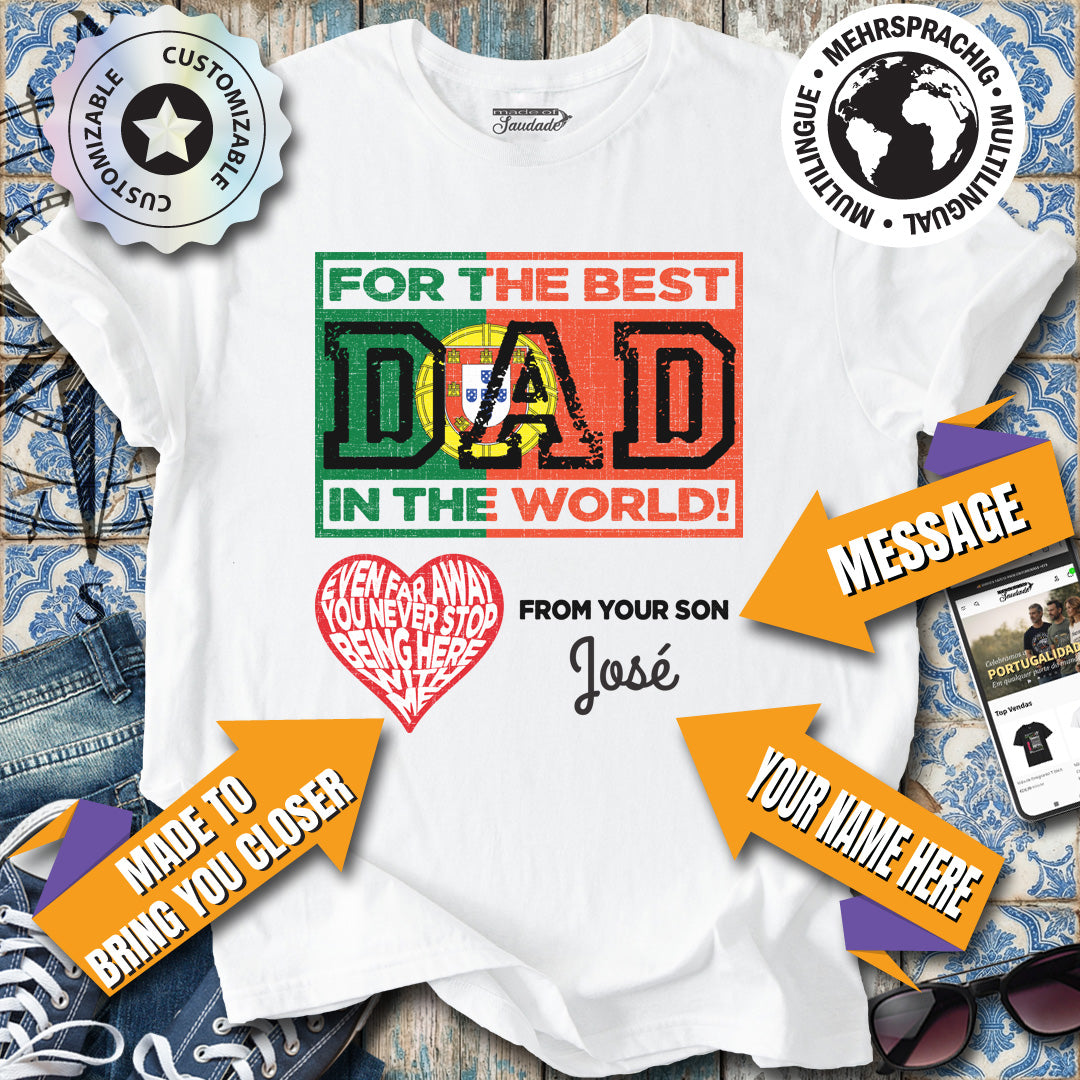 Weltbester Papa ENG Personalisierbares Auswanderer-Edition-T-Shirt