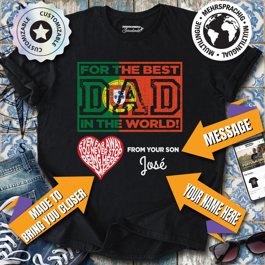 Weltbester Papa ENG Personalisierbares Auswanderer-Edition-T-Shirt
