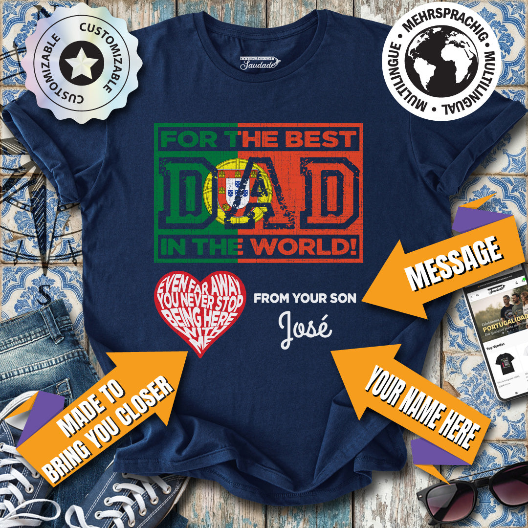 Weltbester Papa ENG Personalisierbares Auswanderer-Edition-T-Shirt