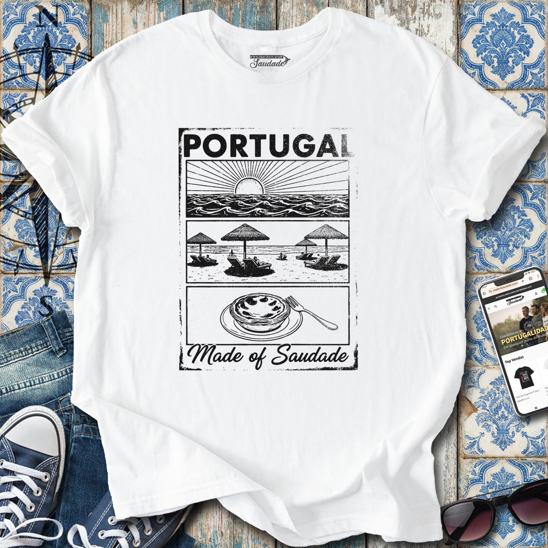 Portugal Saudade Schwarz-Weißes T-Shirt