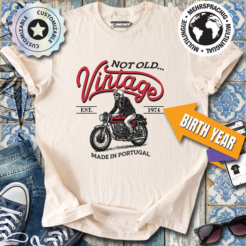 Klassisches portugiesisches motorisiertes Fahrrad ENG Personalisierbares T-Shirt