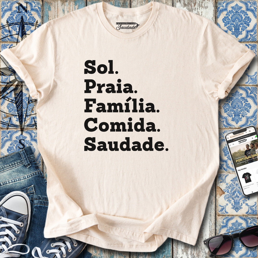 Sonne, Strand, Familie, Essen, Sehnsucht, T-Shirt